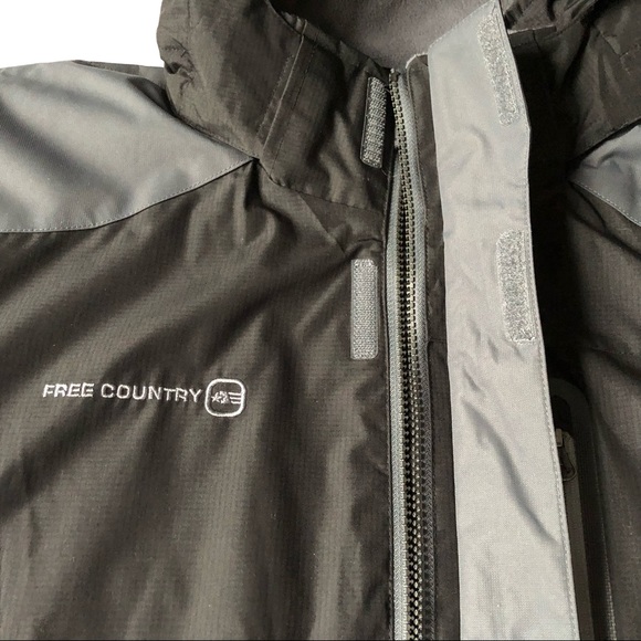 FREE COUNTRY Men’s Lined Jacket Large Black Gray EUC  Water Repellant - Picture 5 of 16